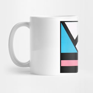 Pink Blue Black White Geometric Abstract Acrylic Painting Mug